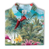 Colorful Flamingo Palm Leaf Hawaiian Shirt, Vintage Aloha Shirt, Island Vacation Wear - The Palmix